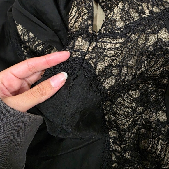 Bebe Vintage Black Lace Dress Handkerchief Hem - Picture 6 of 7